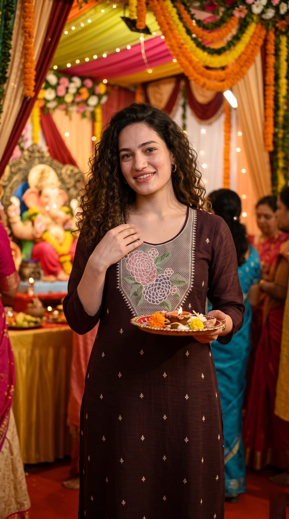 Chanderi Floral Grace Kurta Set - Etiquette Apparel