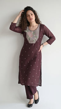 Chanderi Floral Grace Kurta Set - Etiquette Apparel