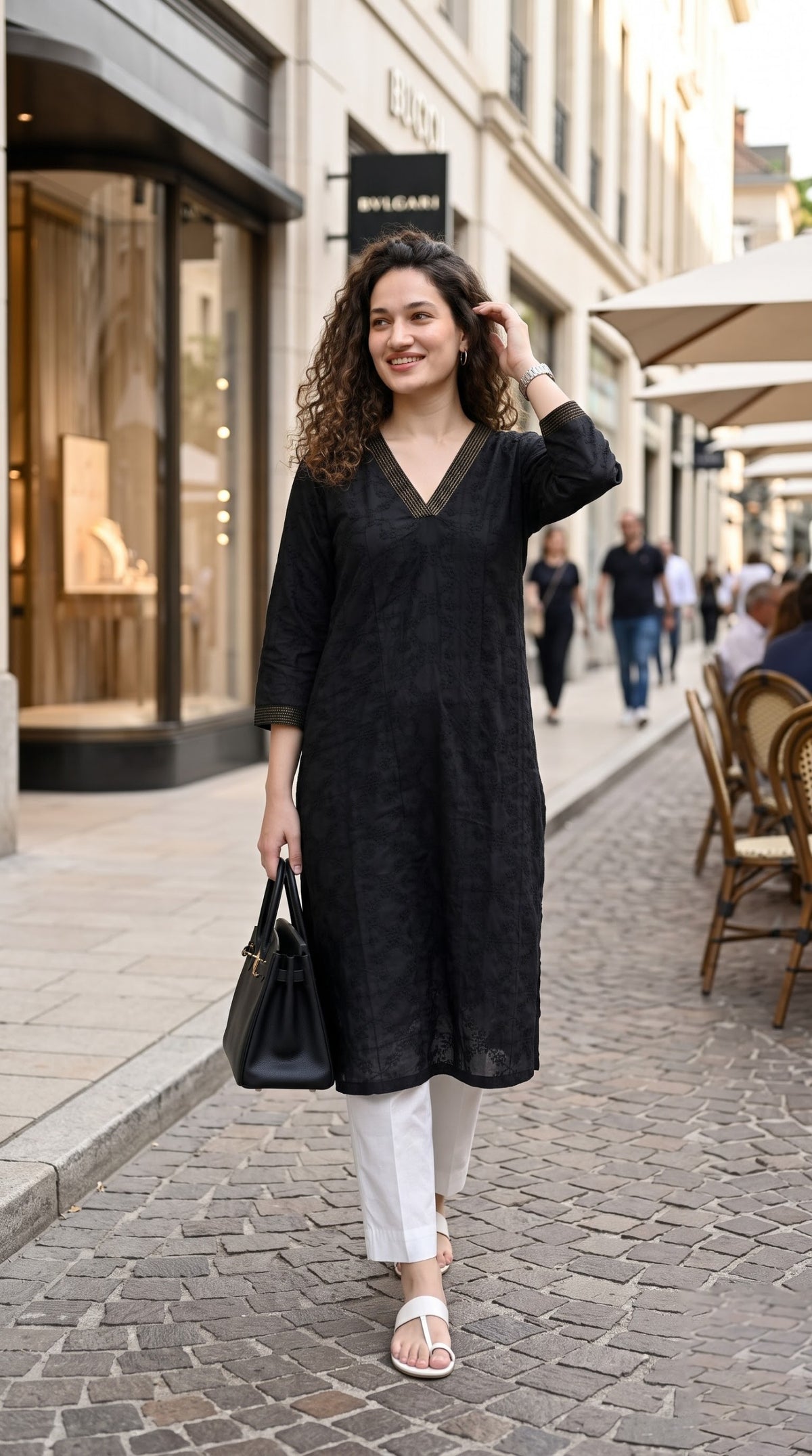 Tonal Embroidered Straight Kurta - Etiquette Apparel