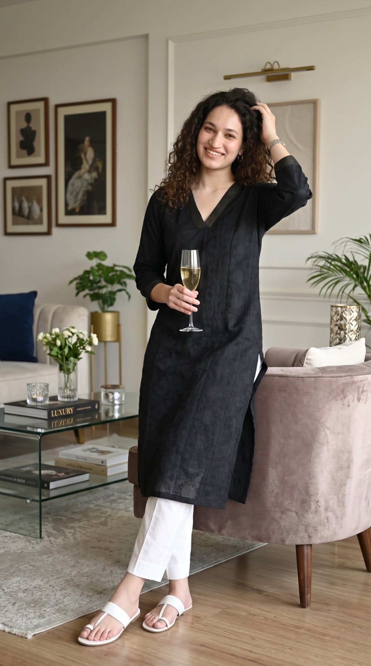 Tonal Embroidered Straight Kurta - Etiquette Apparel