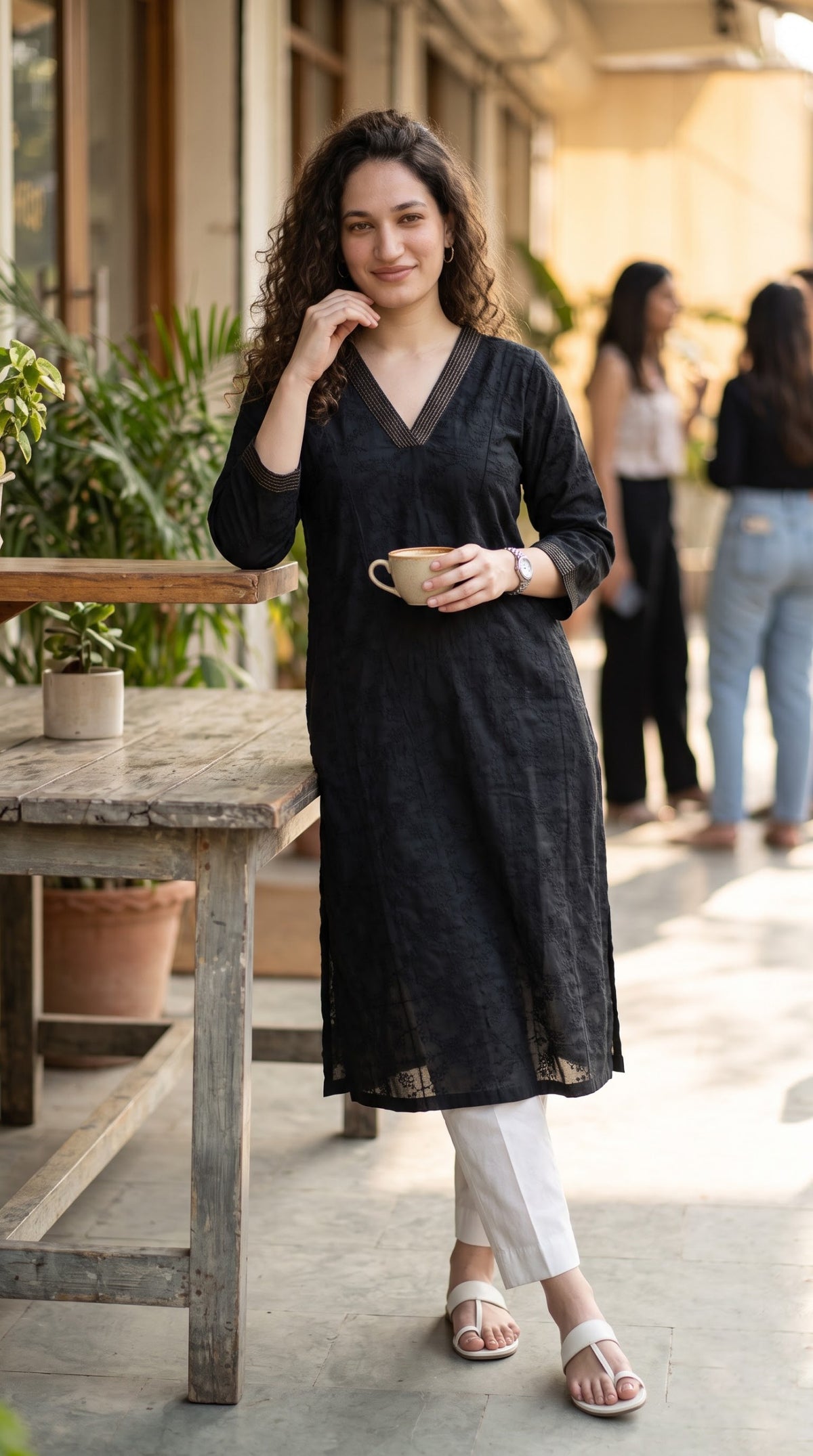Tonal Embroidered Straight Kurta - Etiquette Apparel