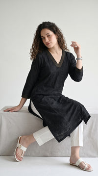 Tonal Embroidered Straight Kurta - Etiquette Apparel
