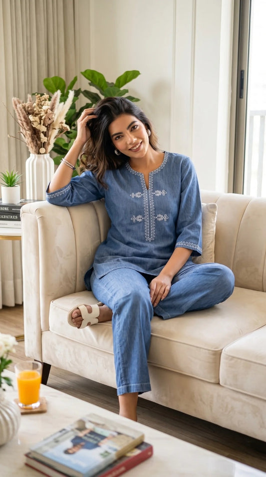 Easy Breezy Denim Co-ord Set - Etiquette Apparel