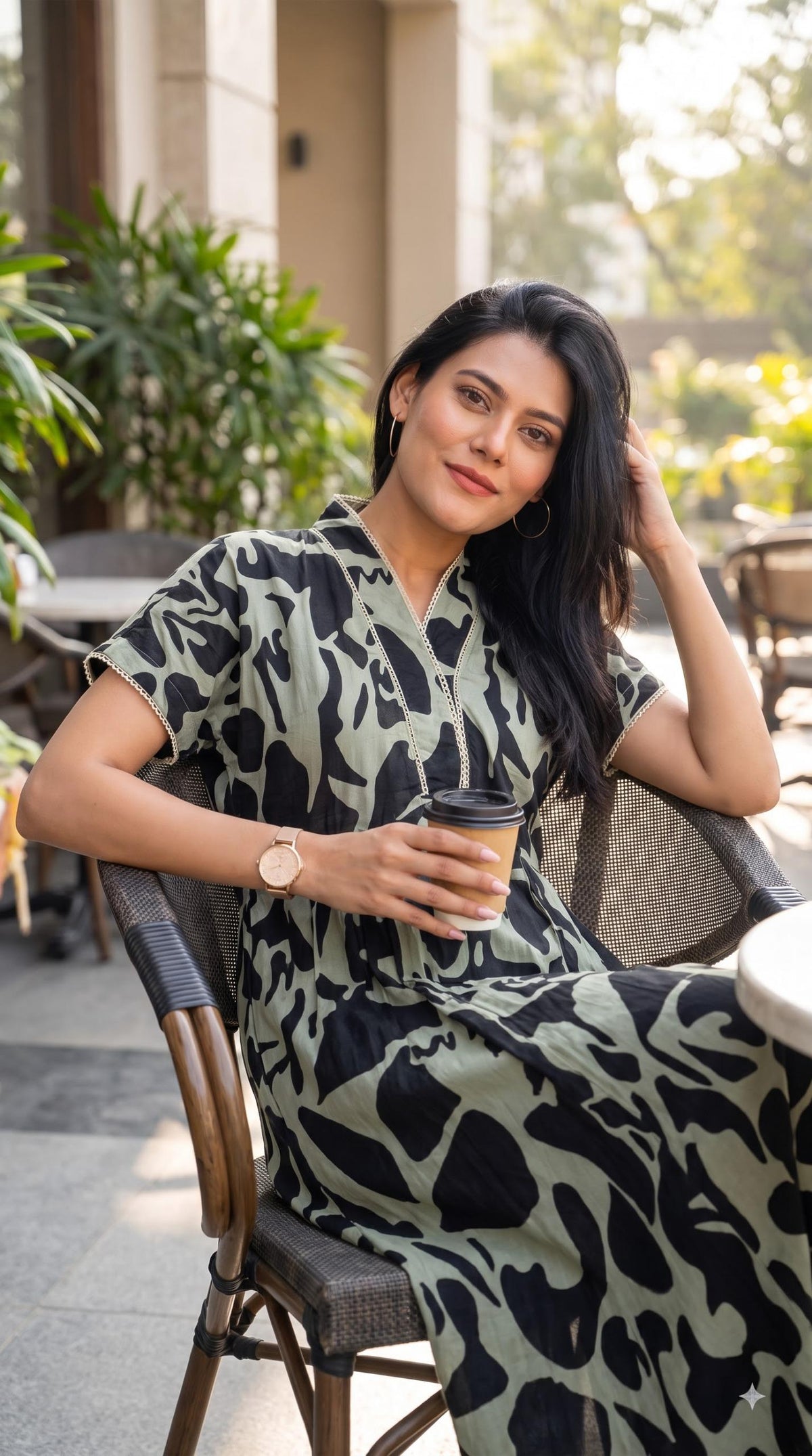 Abstract Print Flare Dress
