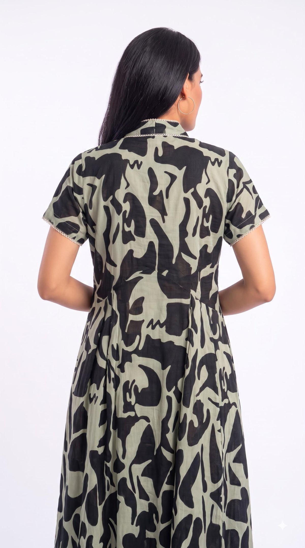 Abstract Print Flare Dress
