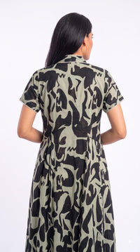 Abstract Print Flare Dress