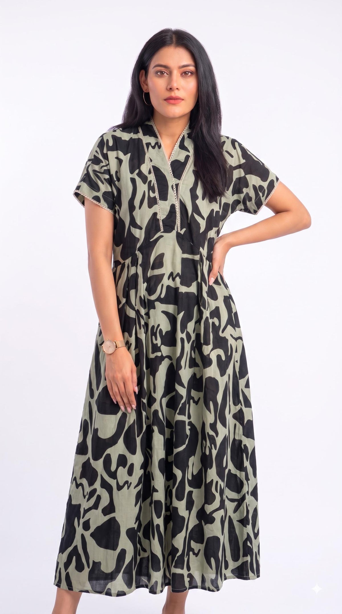 Abstract Print Flare Dress