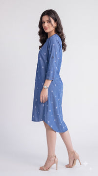 Indigo Heart-Print Dress