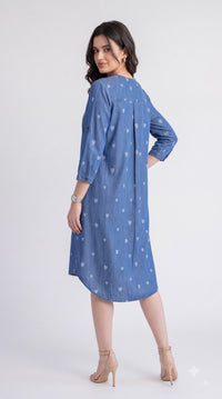 Indigo Heart-Print Dress