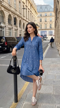 Indigo Heart-Print Dress
