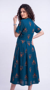Floral Motif Flared Dress