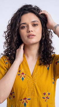 Floral Motif Flared Dress