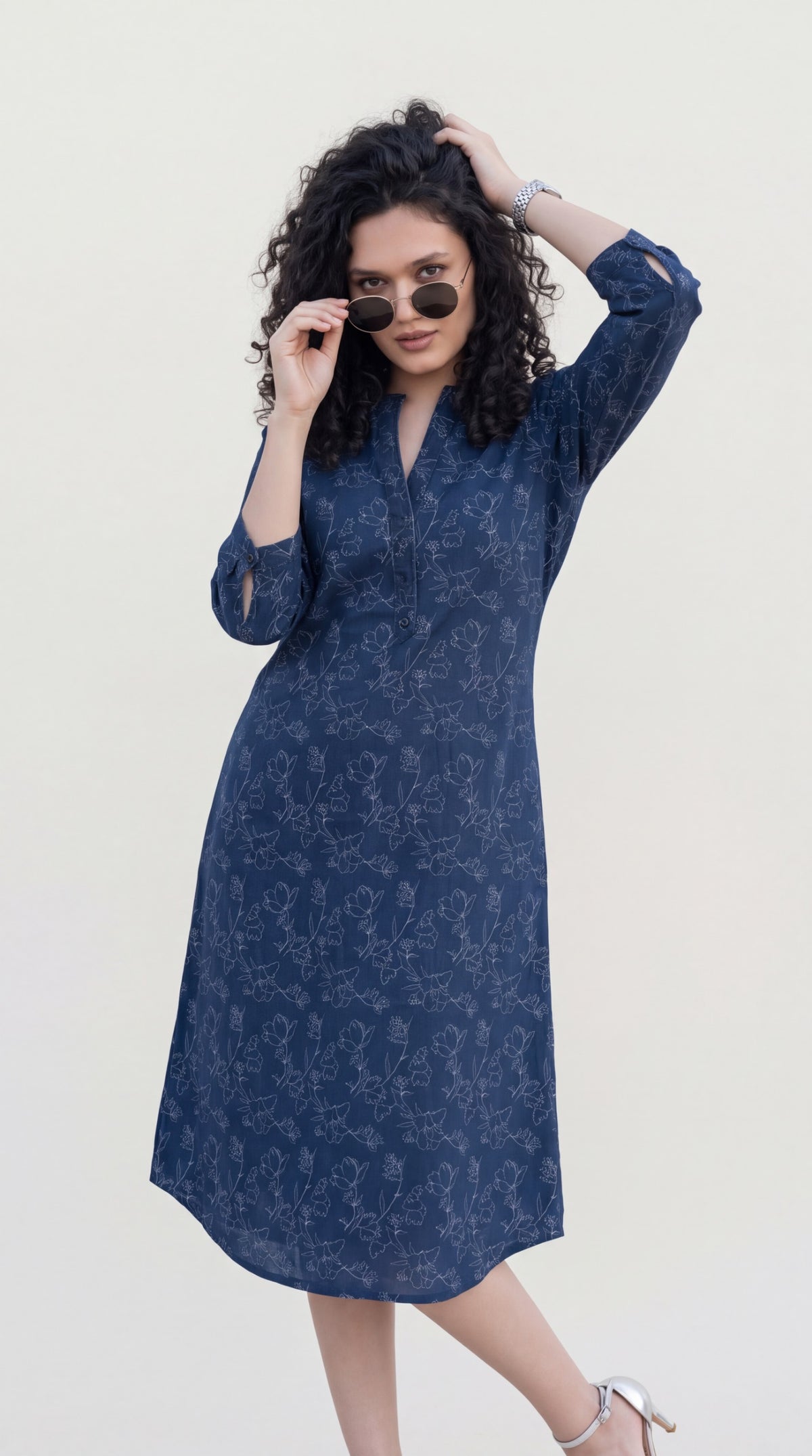 Floral Denim Relaxed Dress