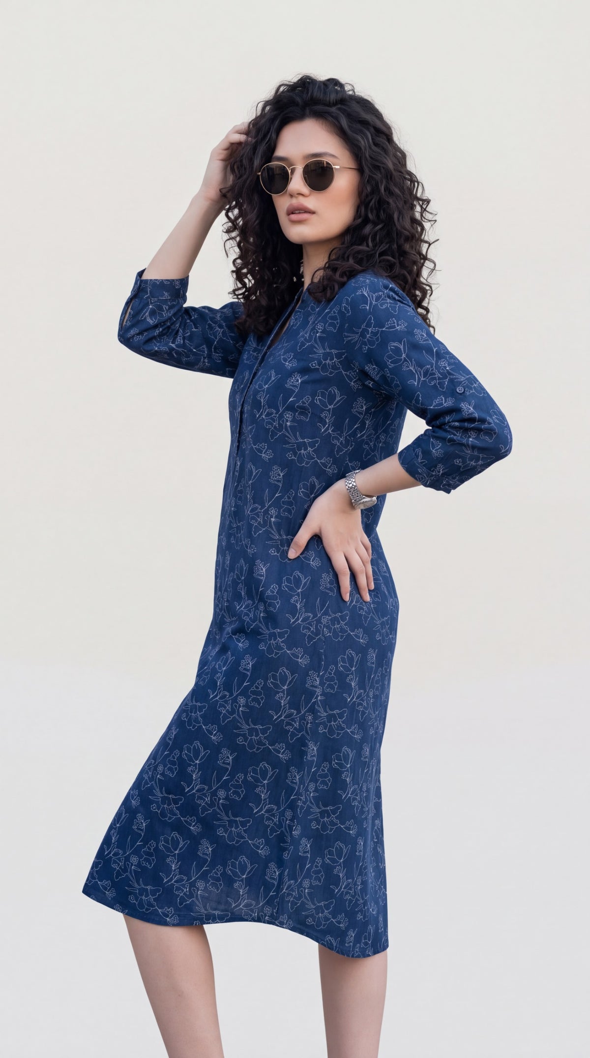 Floral Denim Relaxed Dress