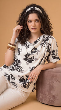 Cowl Neck Floral Top - Etiquette Apparel
