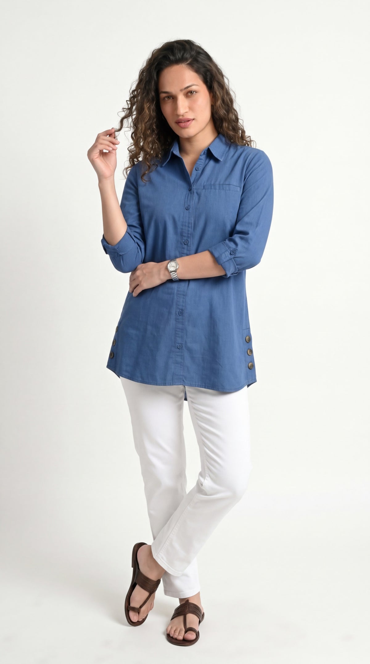 Buttoned Longline Shirt - Etiquette Apparel