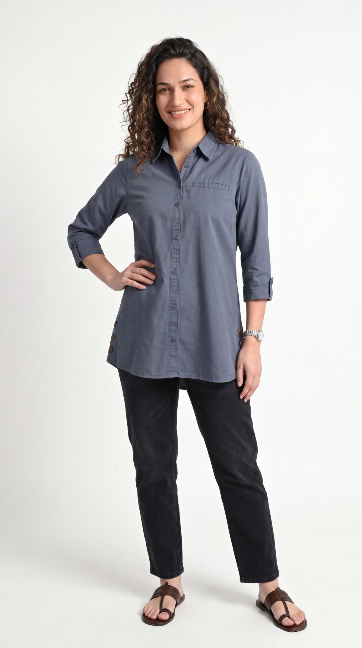 Buttoned Longline Shirt - Etiquette Apparel