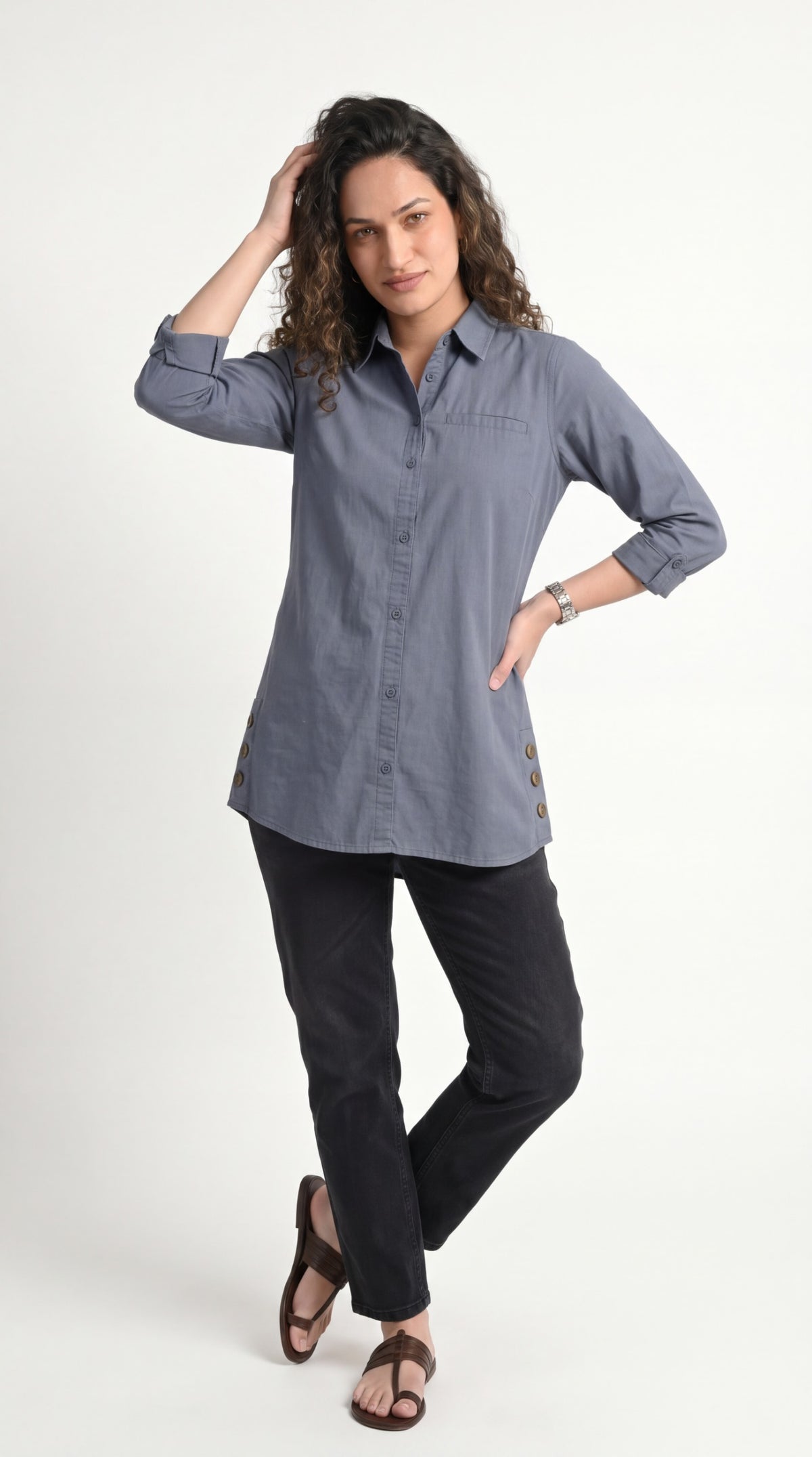 Buttoned Longline Shirt - Etiquette Apparel