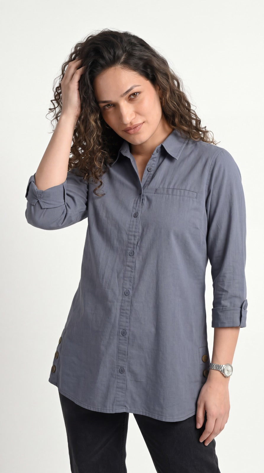 Buttoned Longline Shirt - Etiquette Apparel