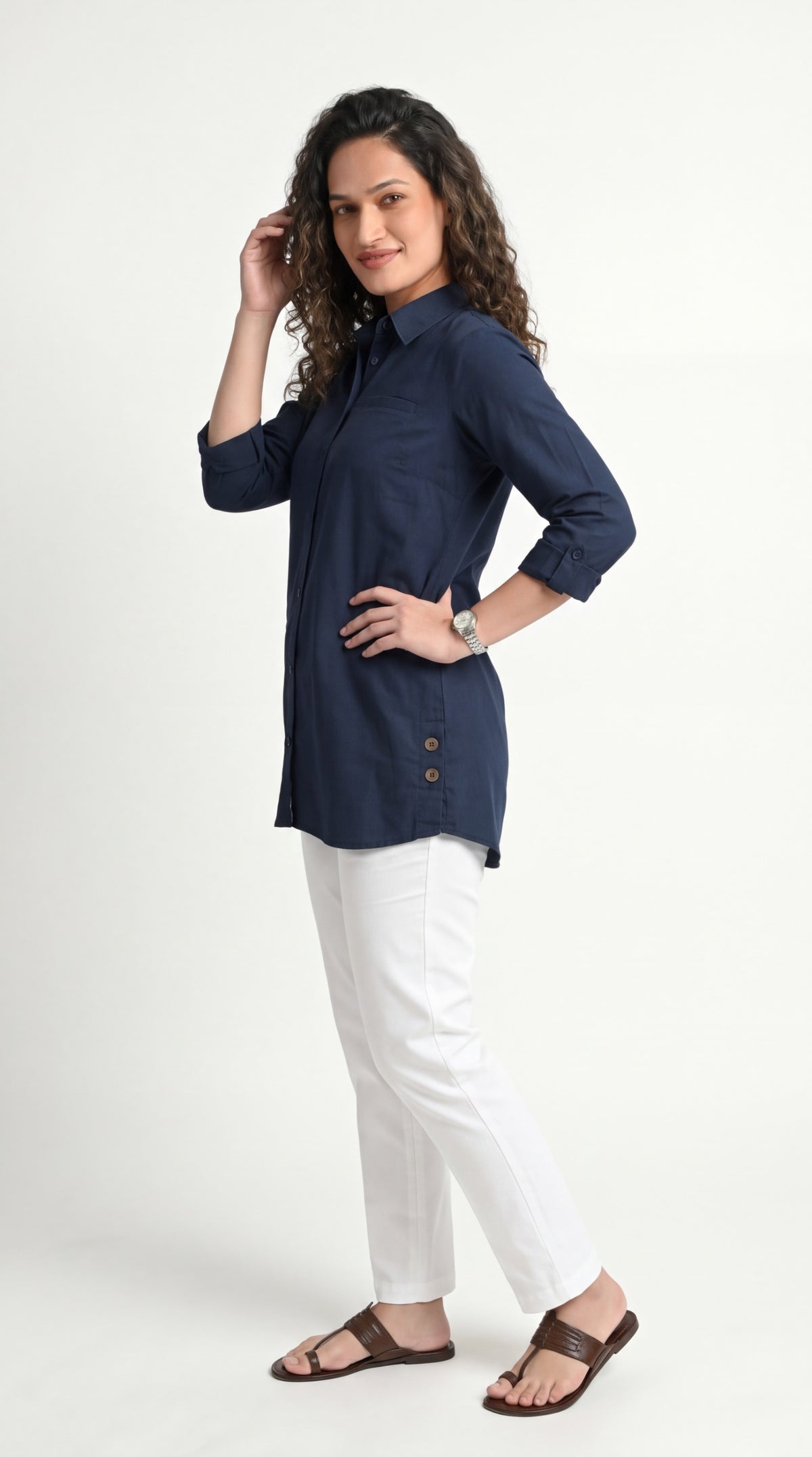 Buttoned Longline Shirt - Etiquette Apparel