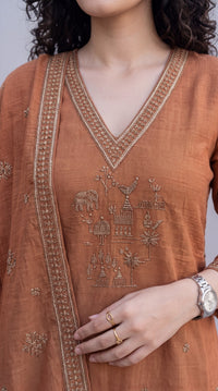 Chanderi Embroidered Straight Kurta Set