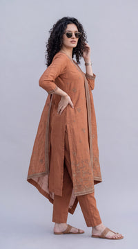Chanderi Embroidered Straight Kurta Set