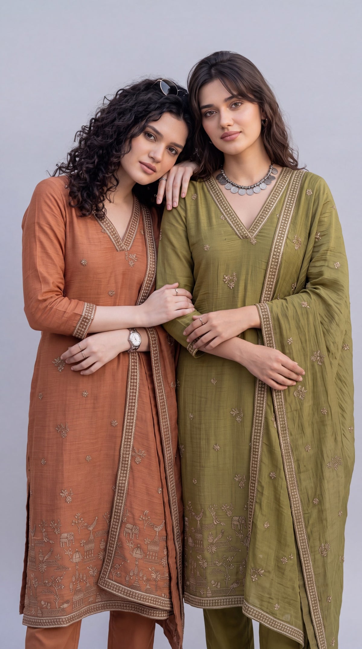 Chanderi Embroidered Straight Kurta Set