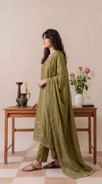 Chanderi Embroidered Straight Kurta Set