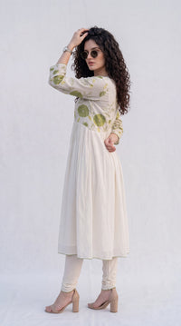 Chanderi Gathered Flared Kurta