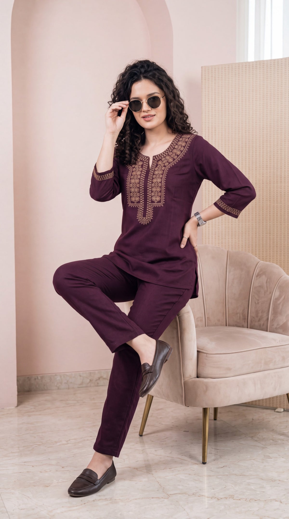 Embroidered Comfort Co-ord Set - Etiquette Apparel
