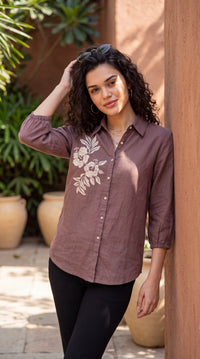Floral Detail Cotton Shirt