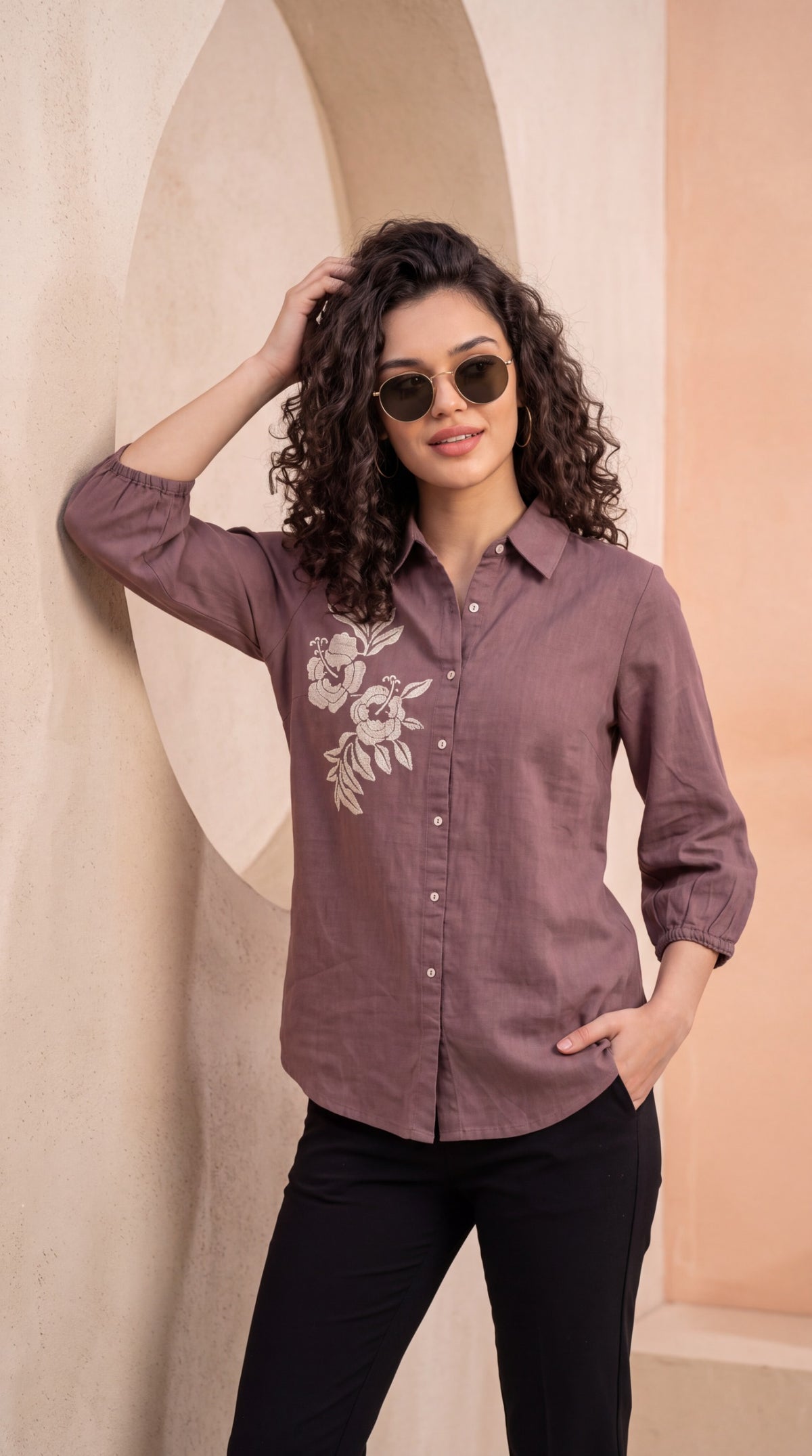 Floral Detail Cotton Shirt