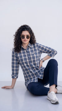 Indigo Plaid Top