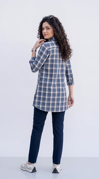 Indigo Plaid Top