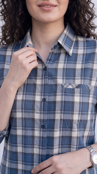 Indigo Plaid Top