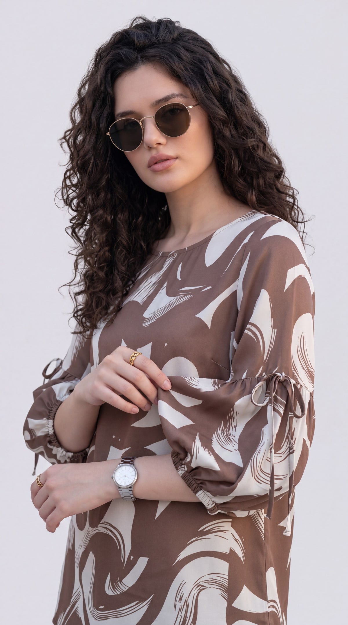Chic abstract Print Polyester Top