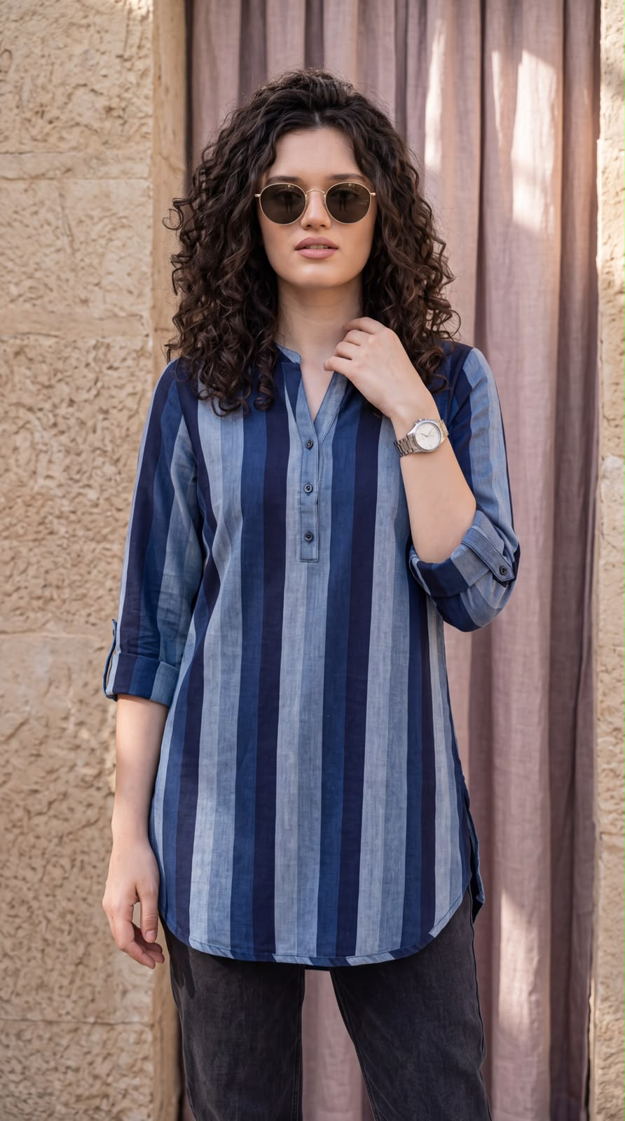 Easy Striped Denim Top