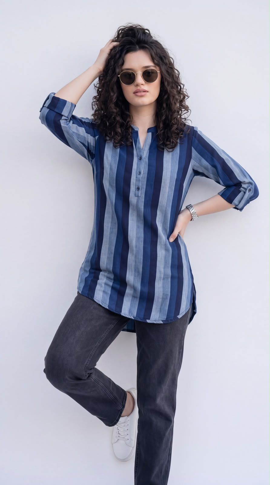 Easy Striped Denim Top