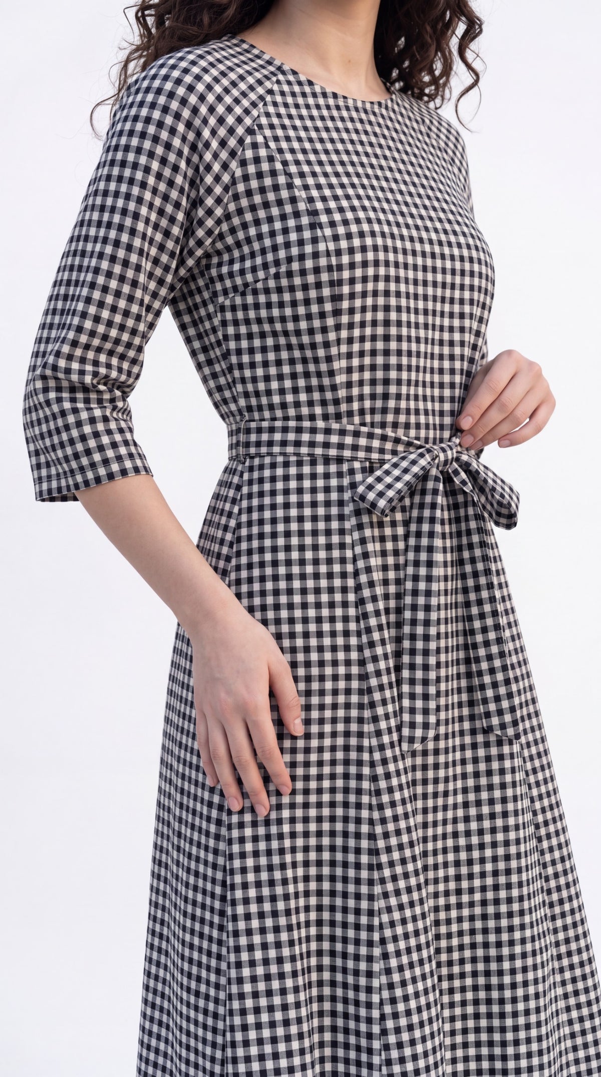 Gingham Print Tie-Waist Dress - Etiquette Apparel