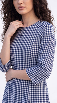 Gingham Print Tie-Waist Dress - Etiquette Apparel