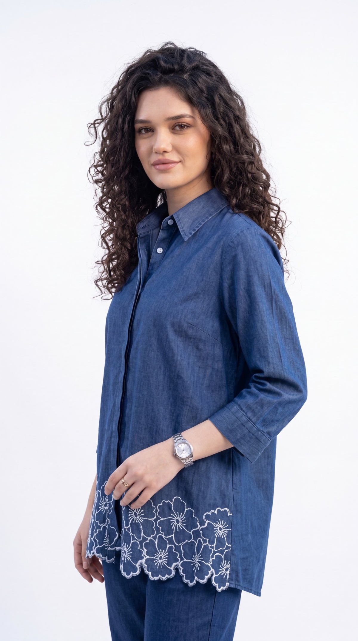 Scallop Detail Denim Co-ord Set