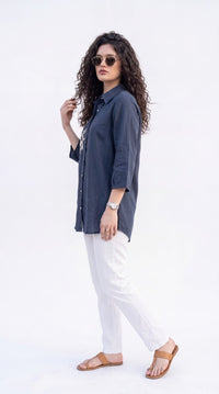 Floral Detail Cotton Shirt - Etiquette Apparel