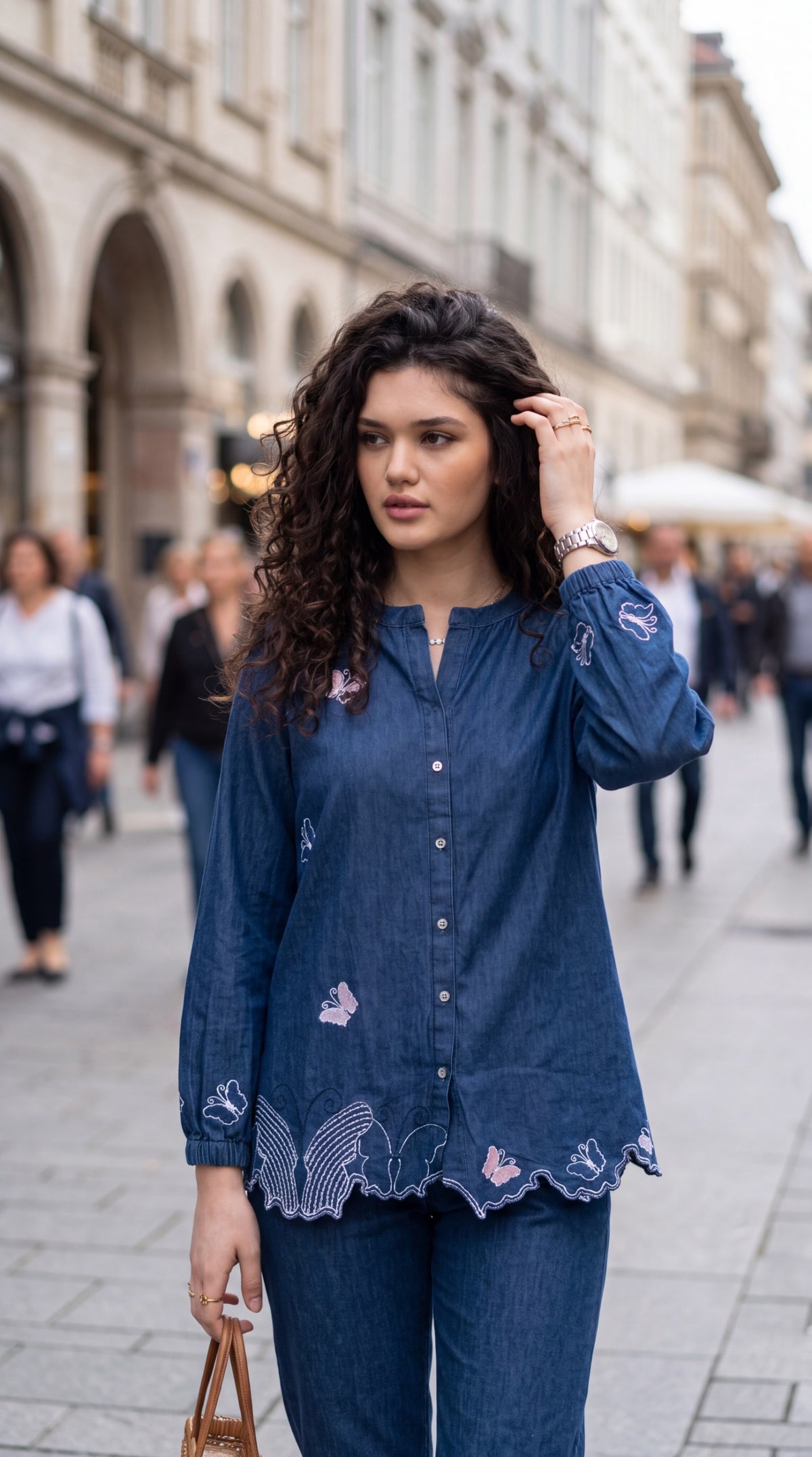 Blue Embroidered Denim Co-ord Set