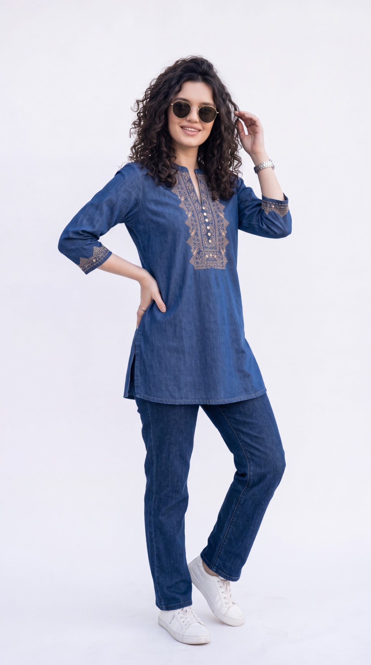 Embroidered Denim Co-ord Set