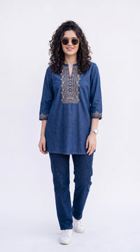 Embroidered Denim Co-ord Set