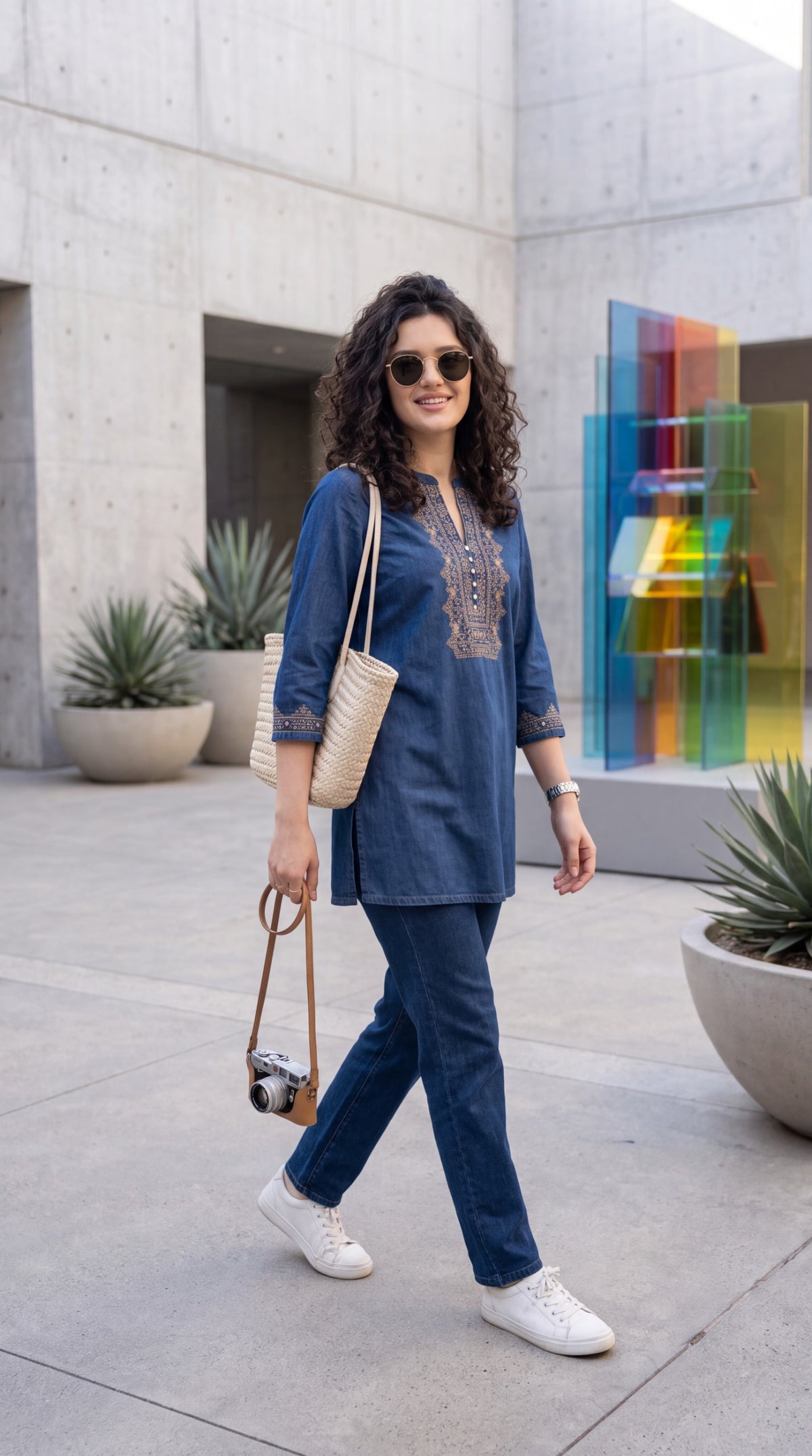 Embroidered Denim Co-ord Set