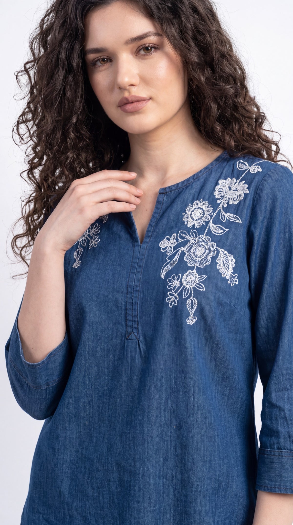 Floral Embroidered Denim Co-ord Set