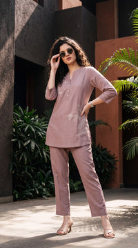 Easy Wear Floral Embroidered Cord-Set