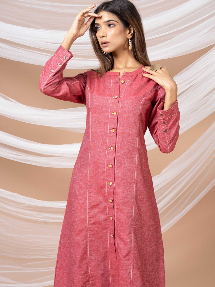 A-line style long full- sleeved kurta