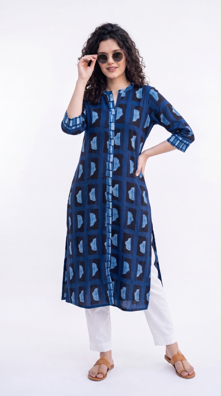 Indigo Abstract Printed Kurta